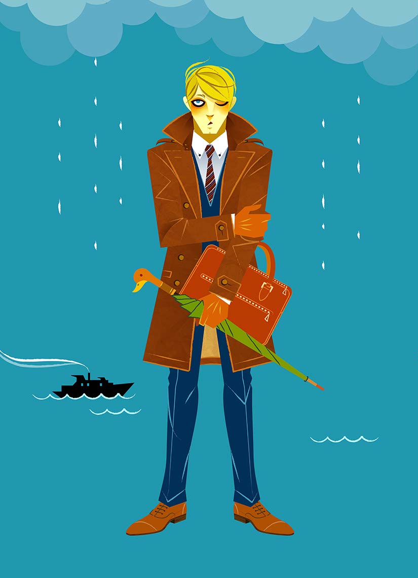 Hyaku-Anime People and Characters_buisness man on a rainy day