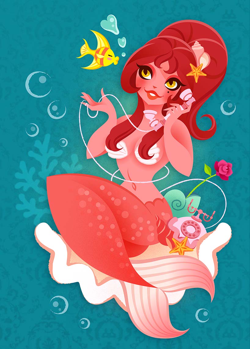 Hyaku-Anime People and Characters_red head mermaid character in the ocean