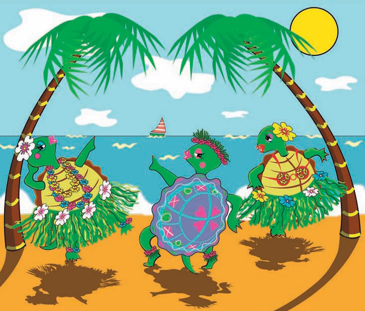 Illustration-Animals_Dancing beach turtles-Pamela Hamilton