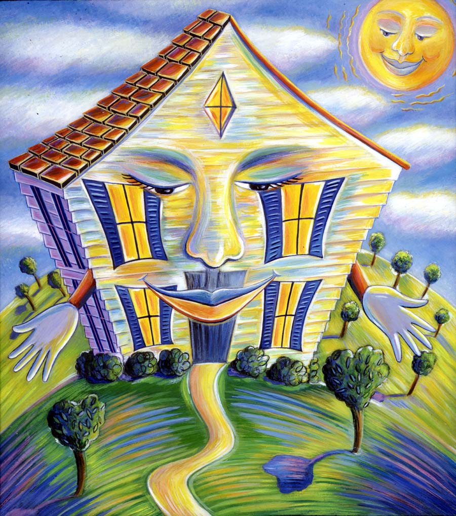 Illustration-Cartoons and Characters_Smiling house-Pamela Hamilton