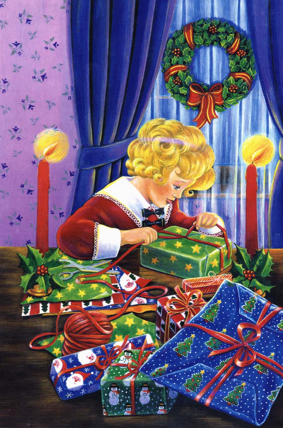 Illustration-girl wrapping presents1-Pamela Hamilton