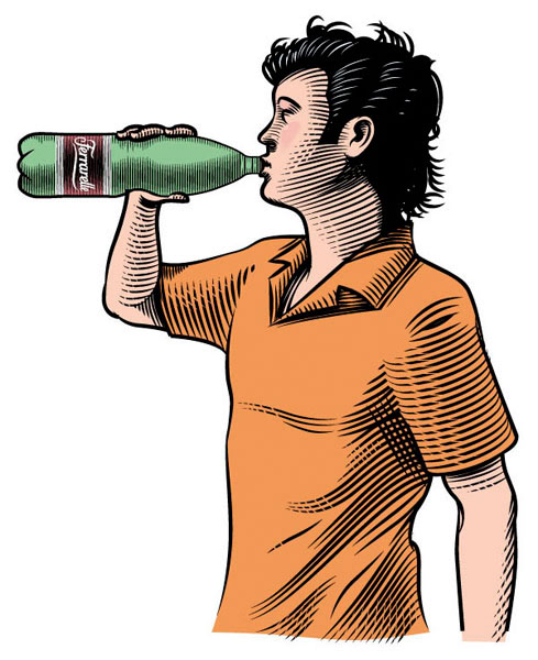 Illustration_People_Ferrarelle Guzzling-Francesco Favero