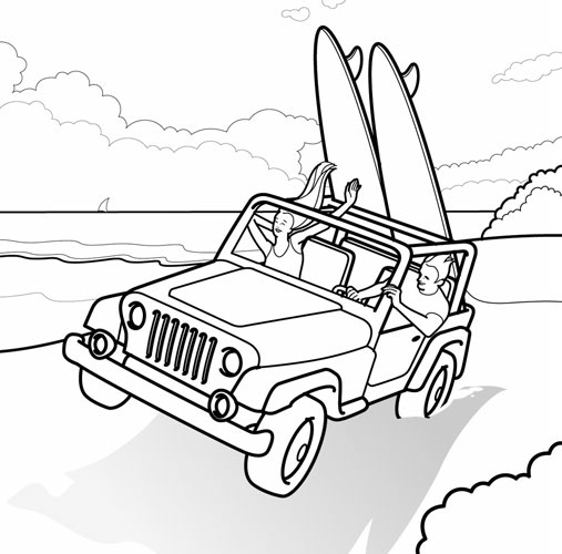Illustration_People_Jeep Wrangler Surfing-Francesco Favero