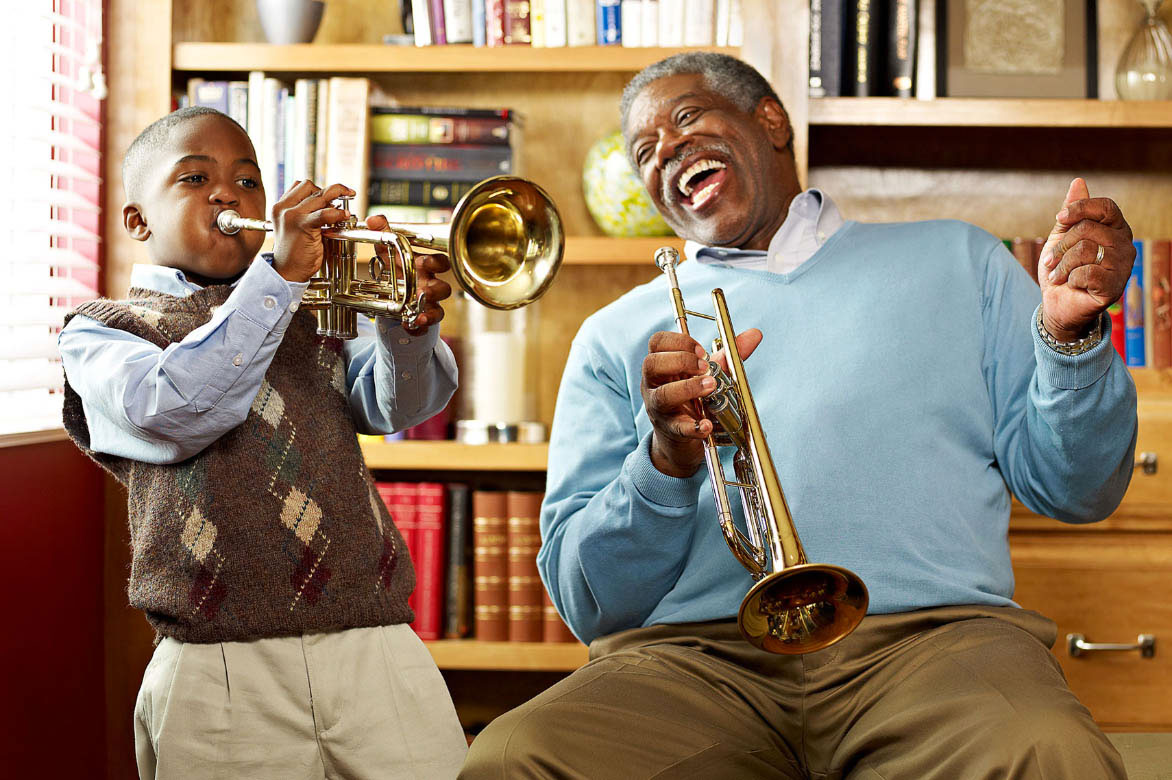 Photography_Family and Home_Grandfather and Son Trumpet-Tony Garcia