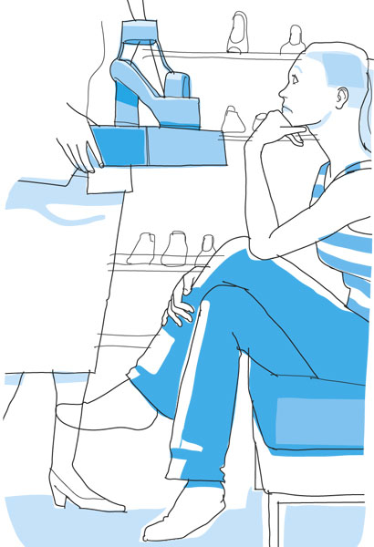 Picky Shoe Shopping Woman-Continuous line 
