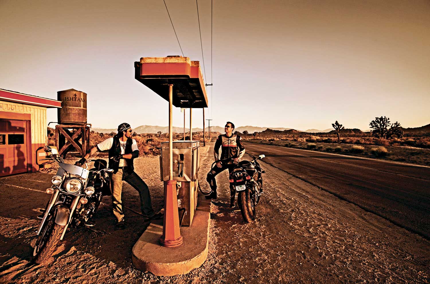 Skoal_Bikers at desert filing station