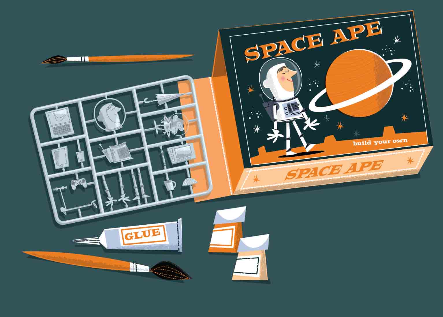 Space Ape astronaut box-build your own plastic model kit-with glue