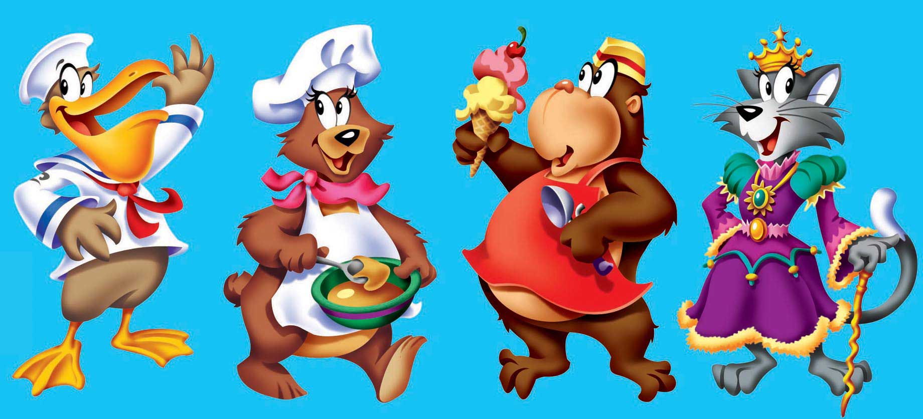 animated-rendered-cartoon-animals-Pelican-sailor-bear-baker-monkey-icecream-wolf-princess