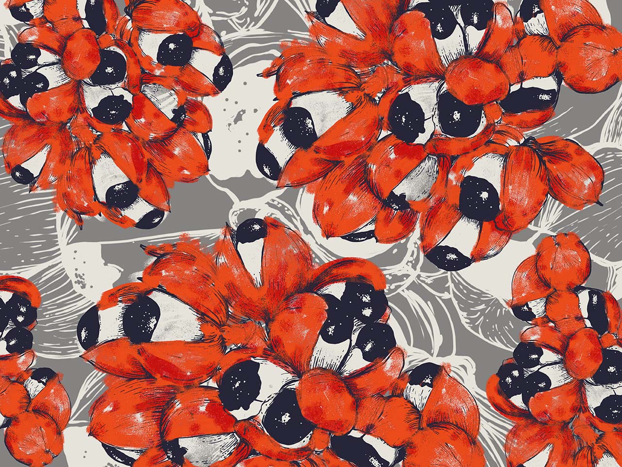 bright red floral pattern