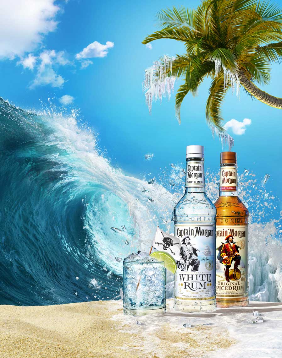 captain-morgan-bottles-drink-crushed-is-with-giant-wave-crashing-on-beach