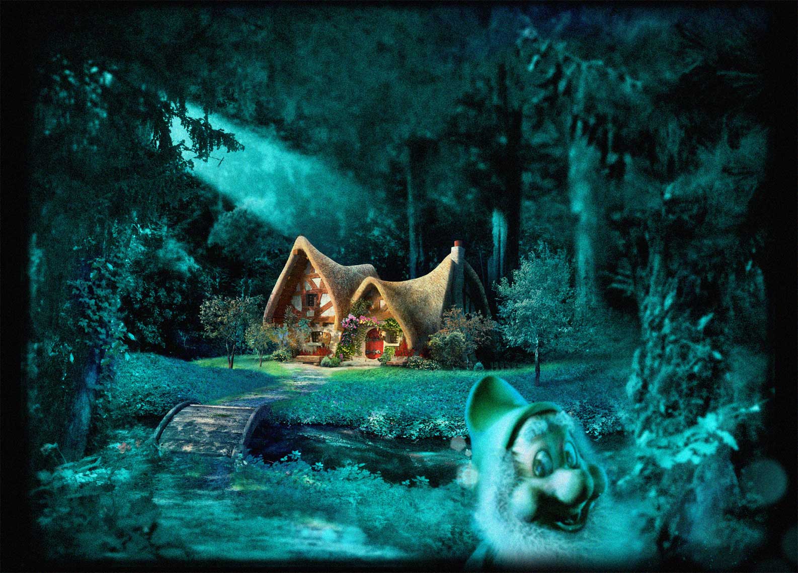 cgi-rendered-scenes-seven dwarfs cottage in woods