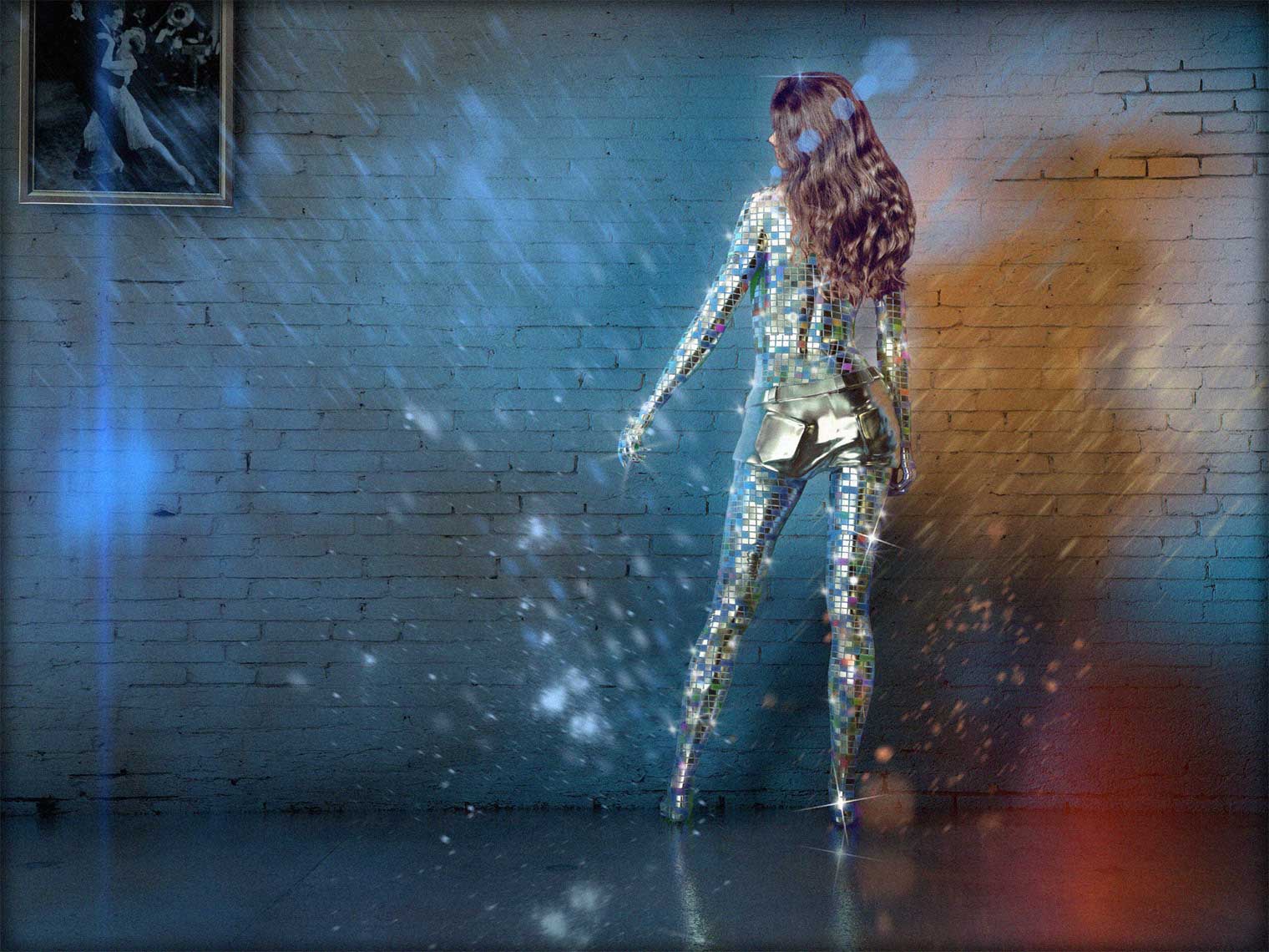 cgi_characters-cgi_people_cgi_architecture-girl-dancing-against_brickwall-covered-in-disco-ball-mirrors