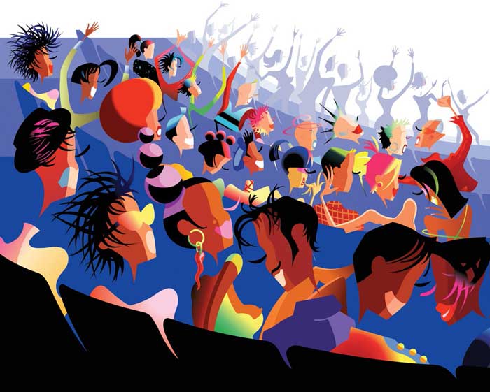 concert with cheering fans