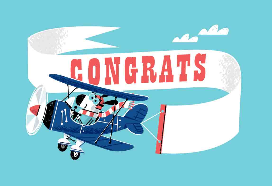 dog flying byplane for congrats gift card art Lowes Home Improvement