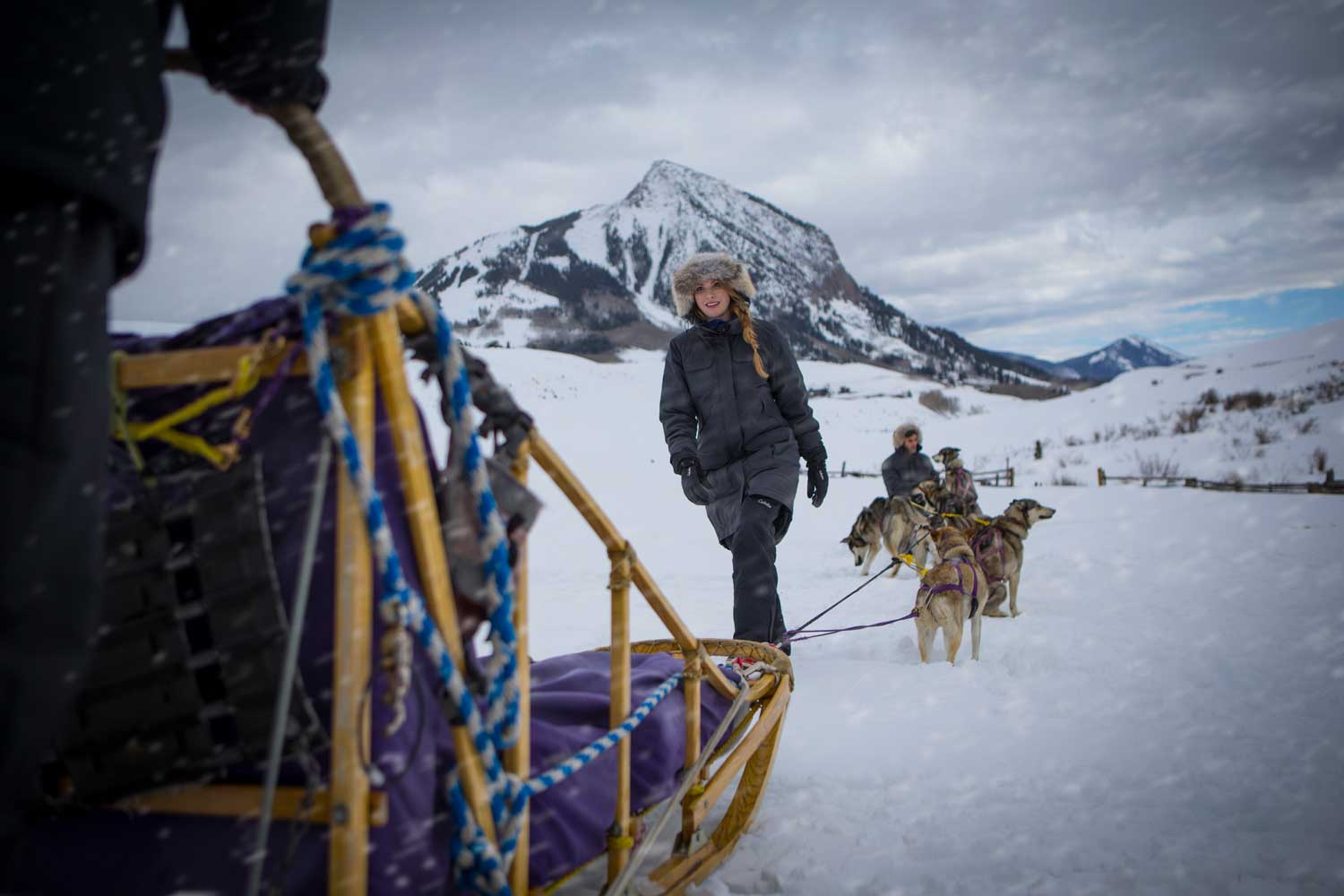 dog-sled-female_driver_in-parka_with_team_