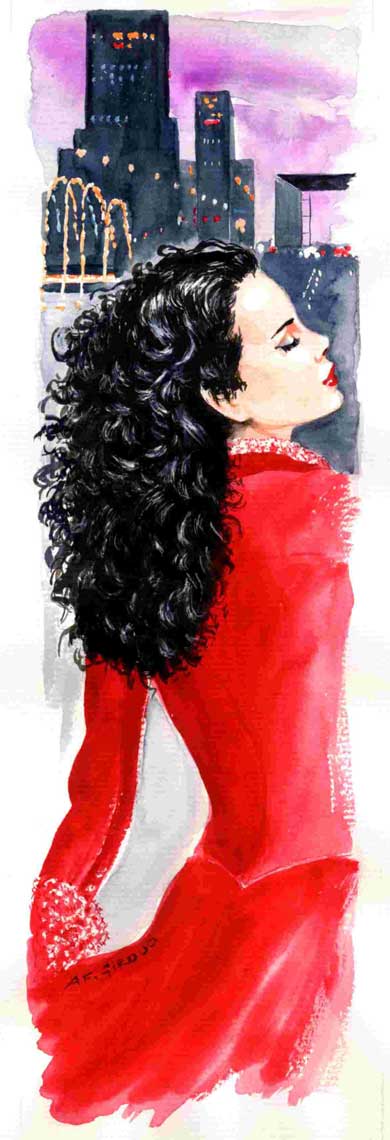 female-illustration-beauty-style-Fashion-Red-Longsleeved-Dress-annie-france-giroud