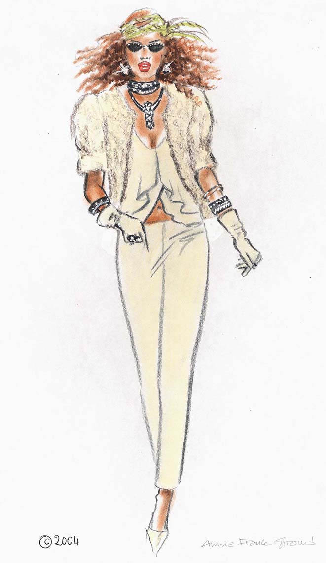 female-illustration-beauty-style-Fashion-Tan-Pantsuit ...