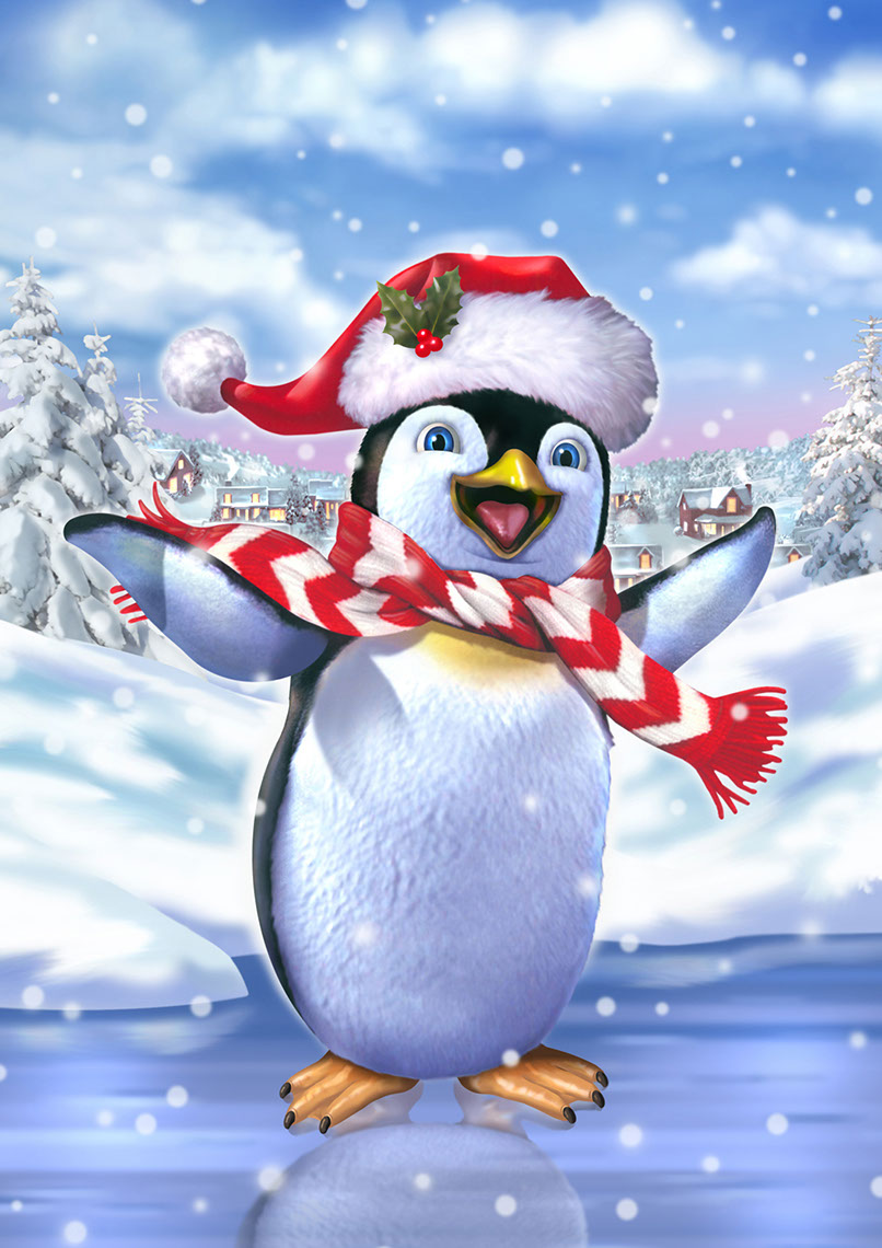 illustration-Animals and Nature_Christmas penguin-Impressa