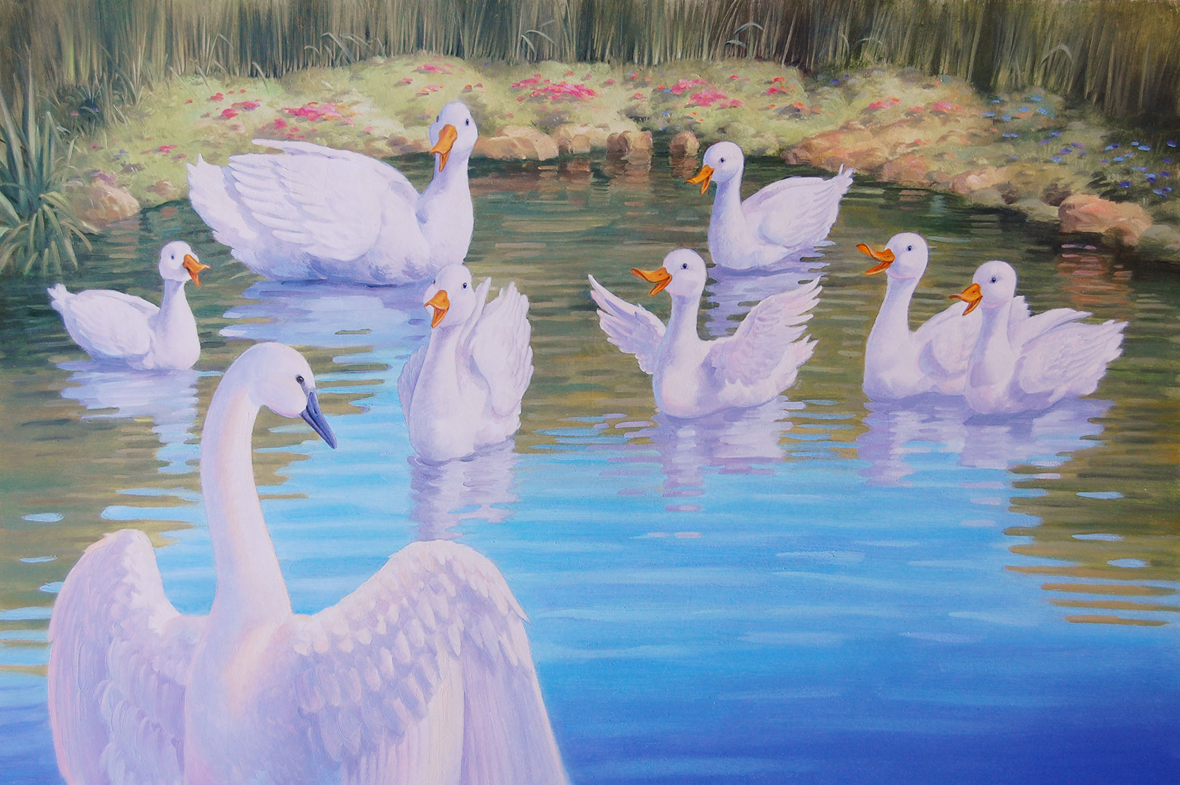 illustration-Animals and Nature_Ducks in the pond-Mike Jaroszko