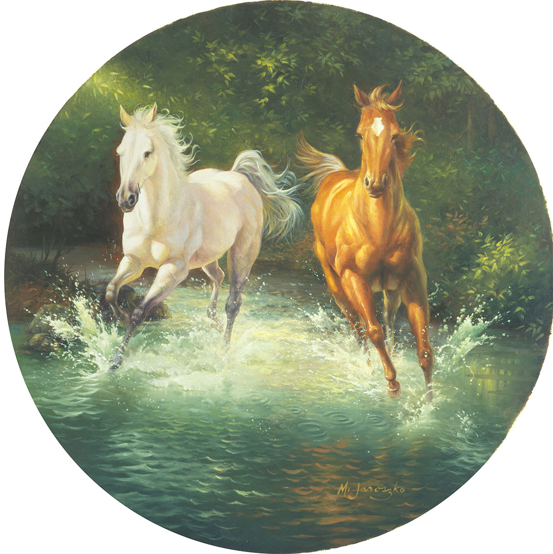illustration-Animals and Nature_Horses through water