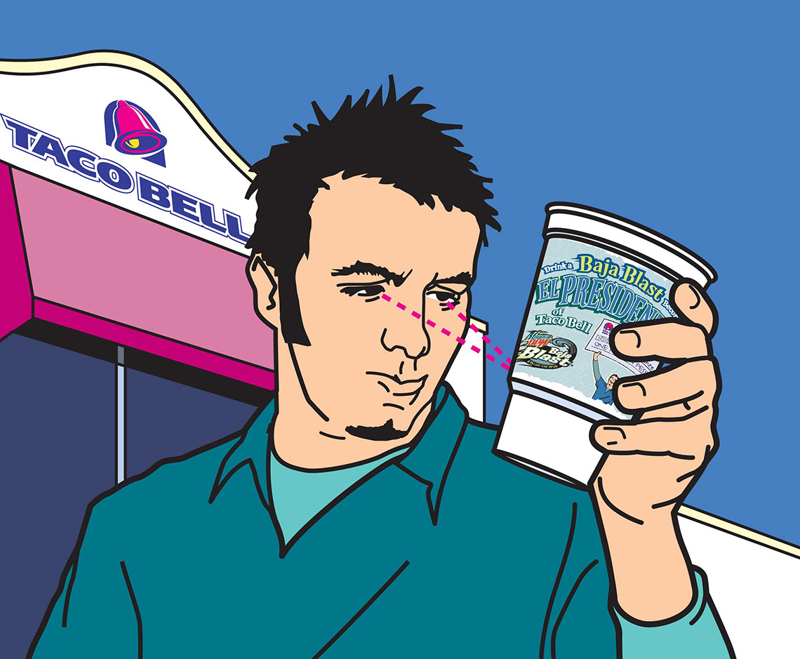 illustration-Cartoons_Taco bell is delicious Baja Blast-Jon Rogers