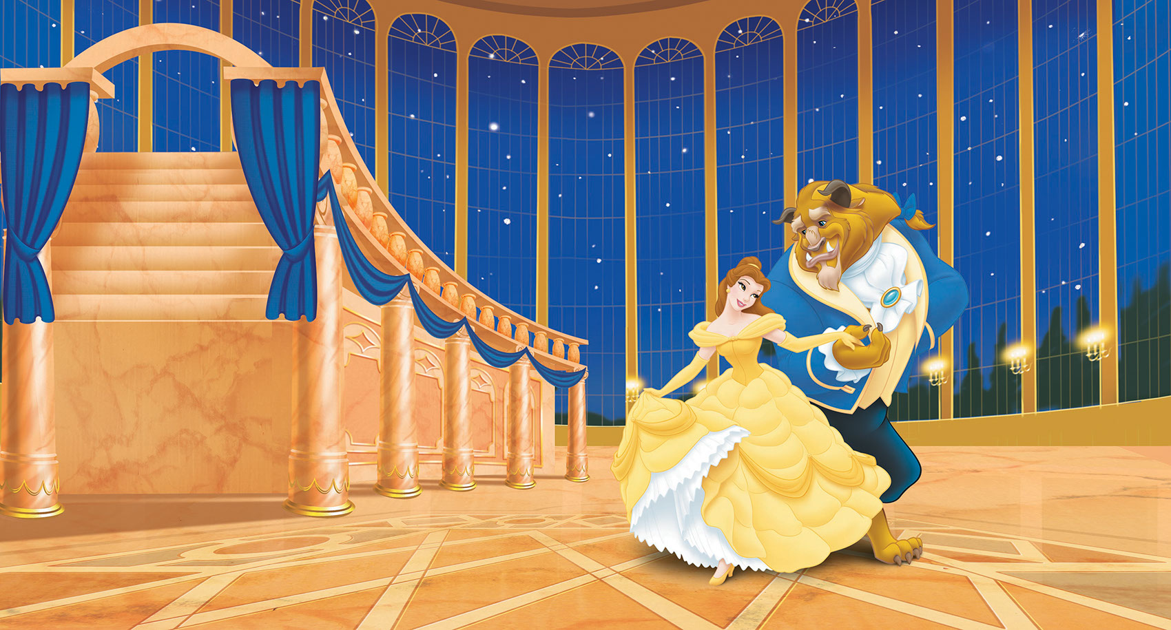 illustration-Cartoons and Characters_Belle and beast in ballroom-Shawn McKelvey