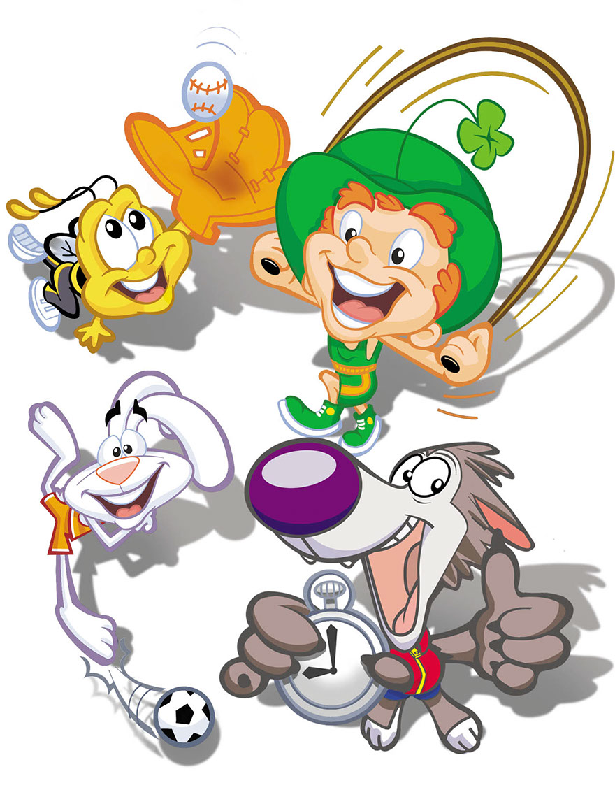 illustration-Cartoons and Characters_Cheerios bee, Lucky Charms leprechaun, Trix rabbit, Cookie Crisp wolf-Impressa