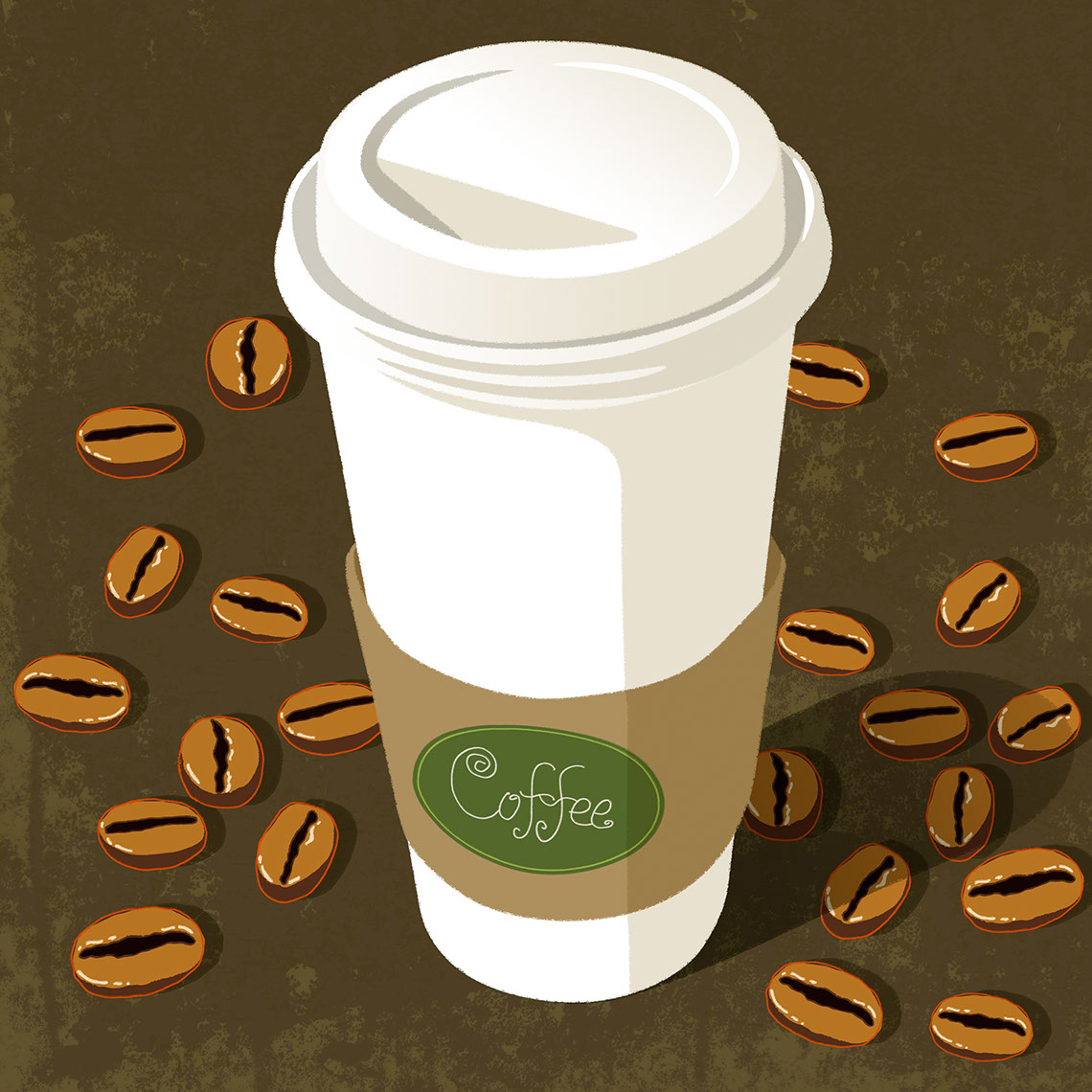 illustration-Food_Coffee cup and beans-Don Bishop