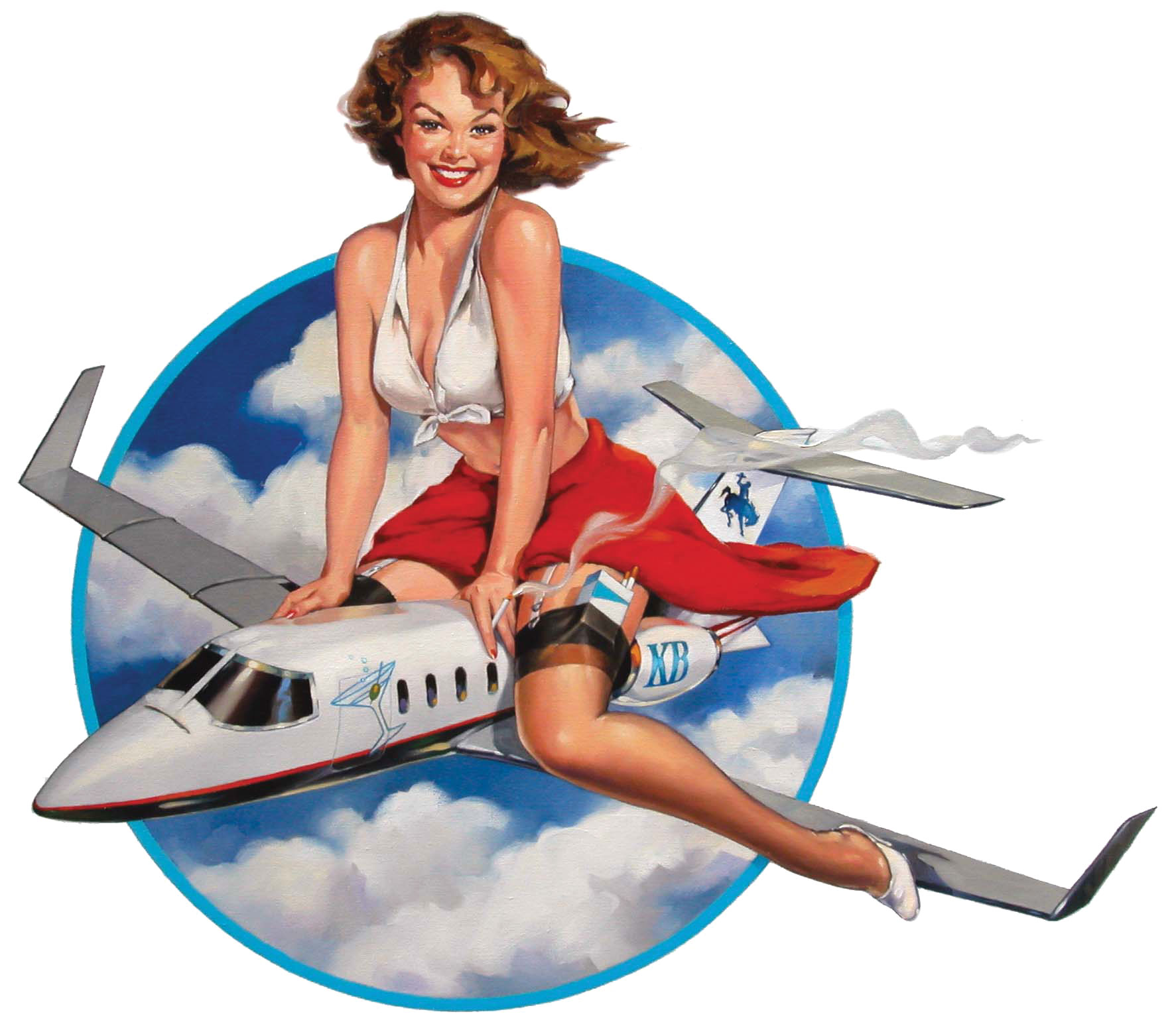 illustration-Illustration_retro_Girl on Plane-Bill Garland