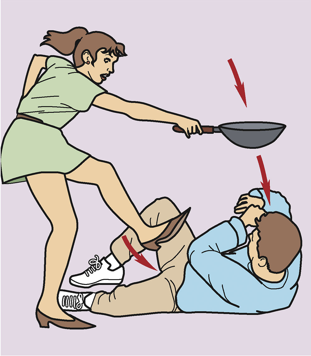 illustration-Illustrations_Technical and How To_Wife With Frying Pan-Jon Rogers
