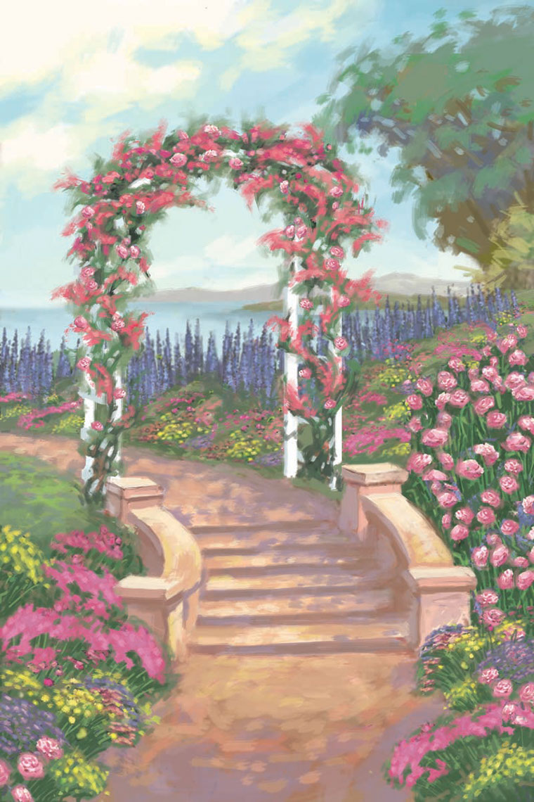 illustration-Landscapes_Flowery garden Arch-Shawn McKelvey