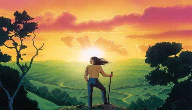 illustration-Landscapes_Woman with sunset-Keith Batcheller