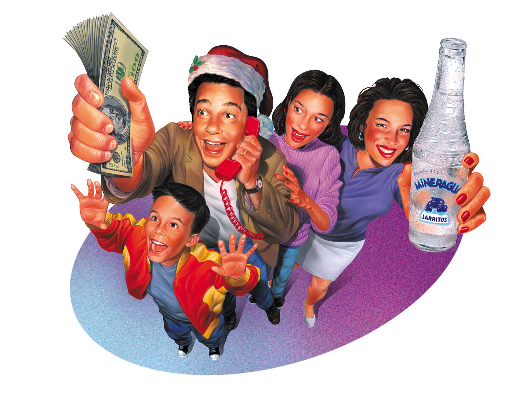illustration-People_Christmas family excited about Mineragua-Impressa