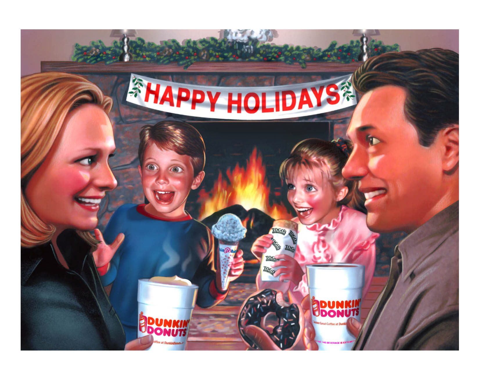 illustration-People_Dunkin Donuts Christmas card-Impressa