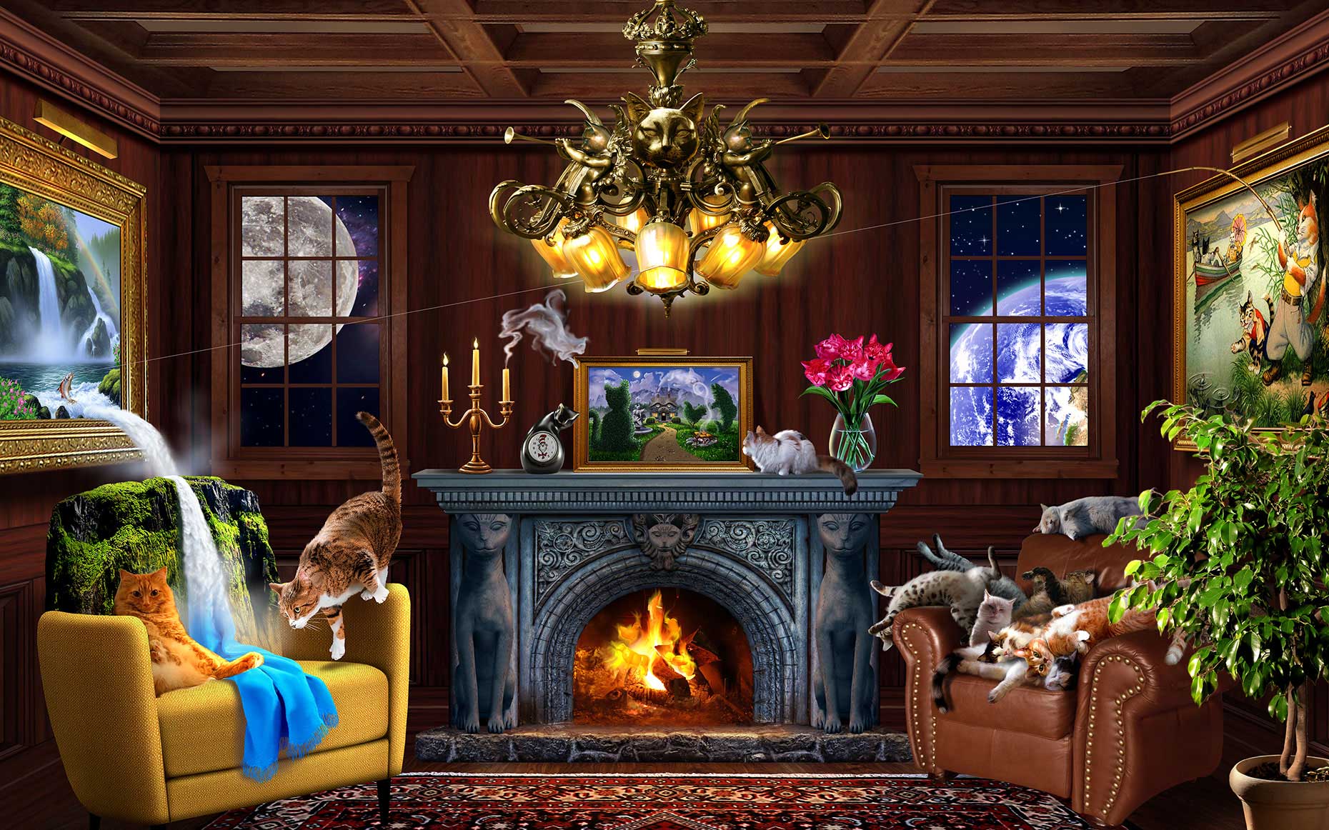 illustration-Photo-Imaging_Animals-and-Nature_Friskies-living-room-Jerry-LoFaro