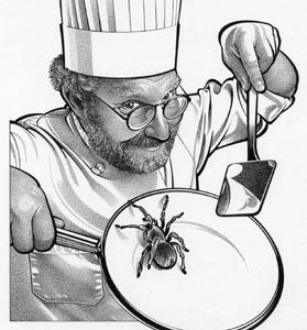 illustration-Portraits_Chef serving a tarantula-Randy Glass