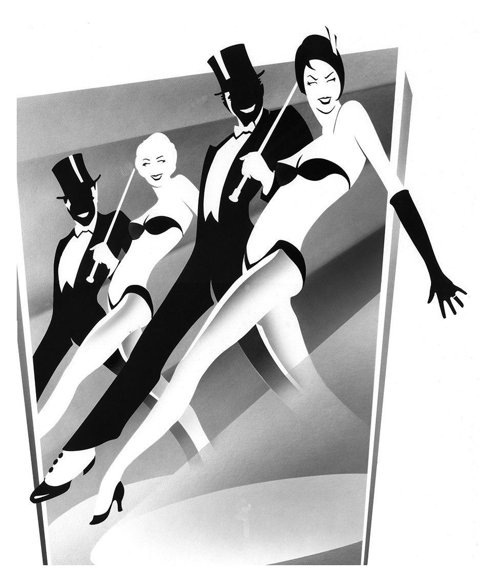 illustration-Retro_30s jazz dancers and gentlemen poster-Pastiche