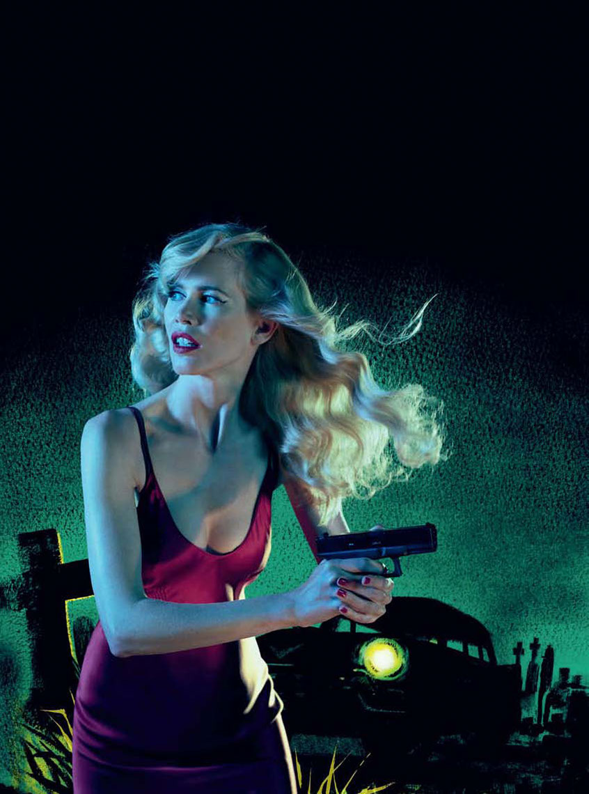 illustration-Retro_Armed woman on the lookout for zombies-Pastiche
