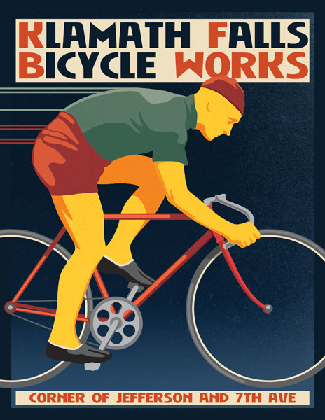 illustration-Retro_Klamath Falls Bike Works-Don Bishop