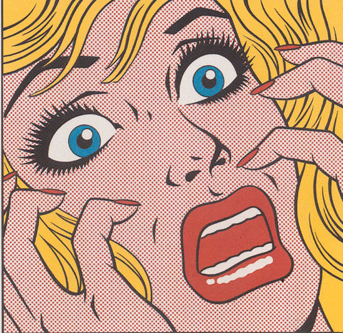 illustration-Retro_Lichtenstein style woman in fear-Pastiche