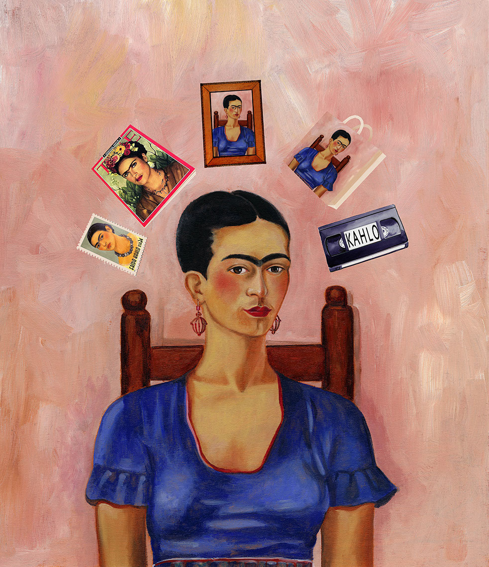 illustration-Retro_Many faces of Frida Kahlo portrait-Pastiche