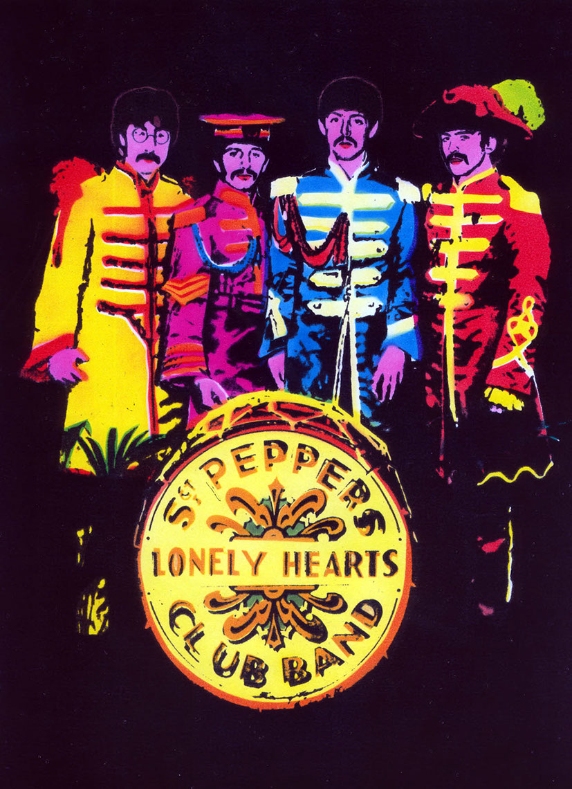 illustration-Retro_Neon sgt peppers lonely hearts club band poster-Pastiche