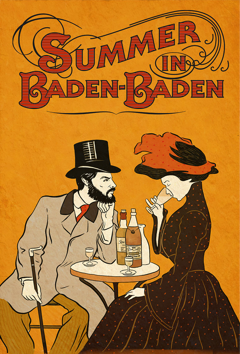 illustration-Retro_Summer in Baden-Baden french style poster-Pastiche