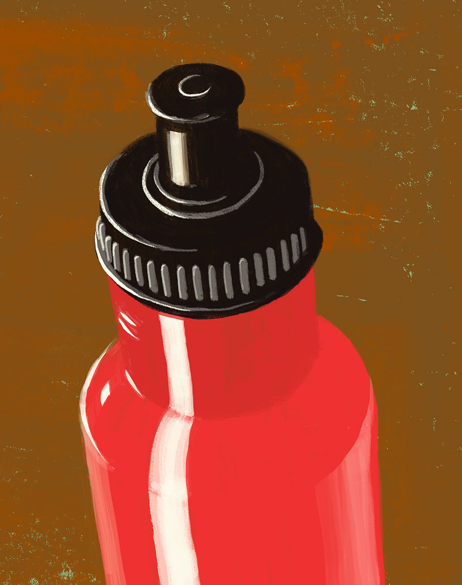 illustration-Still Life_Red water bottle-Don Bishop