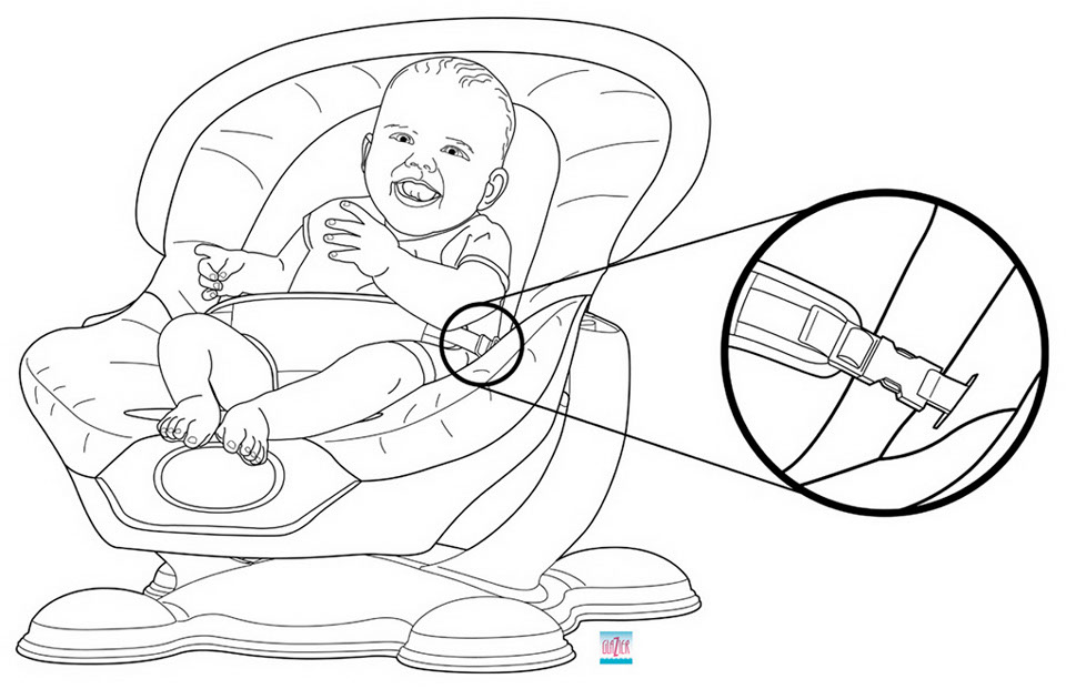 illustration-Technical and How ToBaby Bouncer Assembled-Garth Glazier