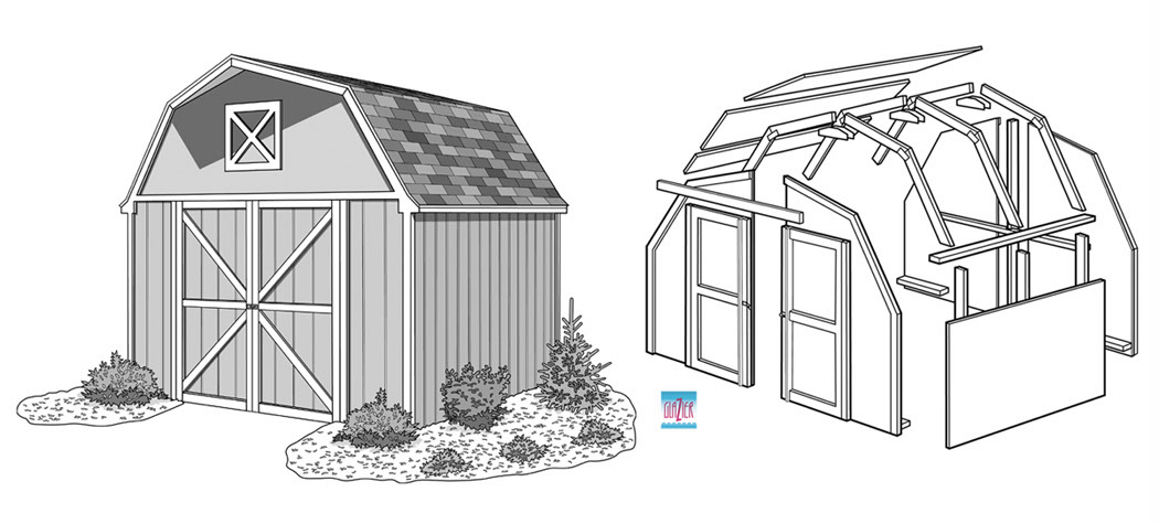 illustration-Technical and How To Storage Shed Exploded View-Garth Glazier