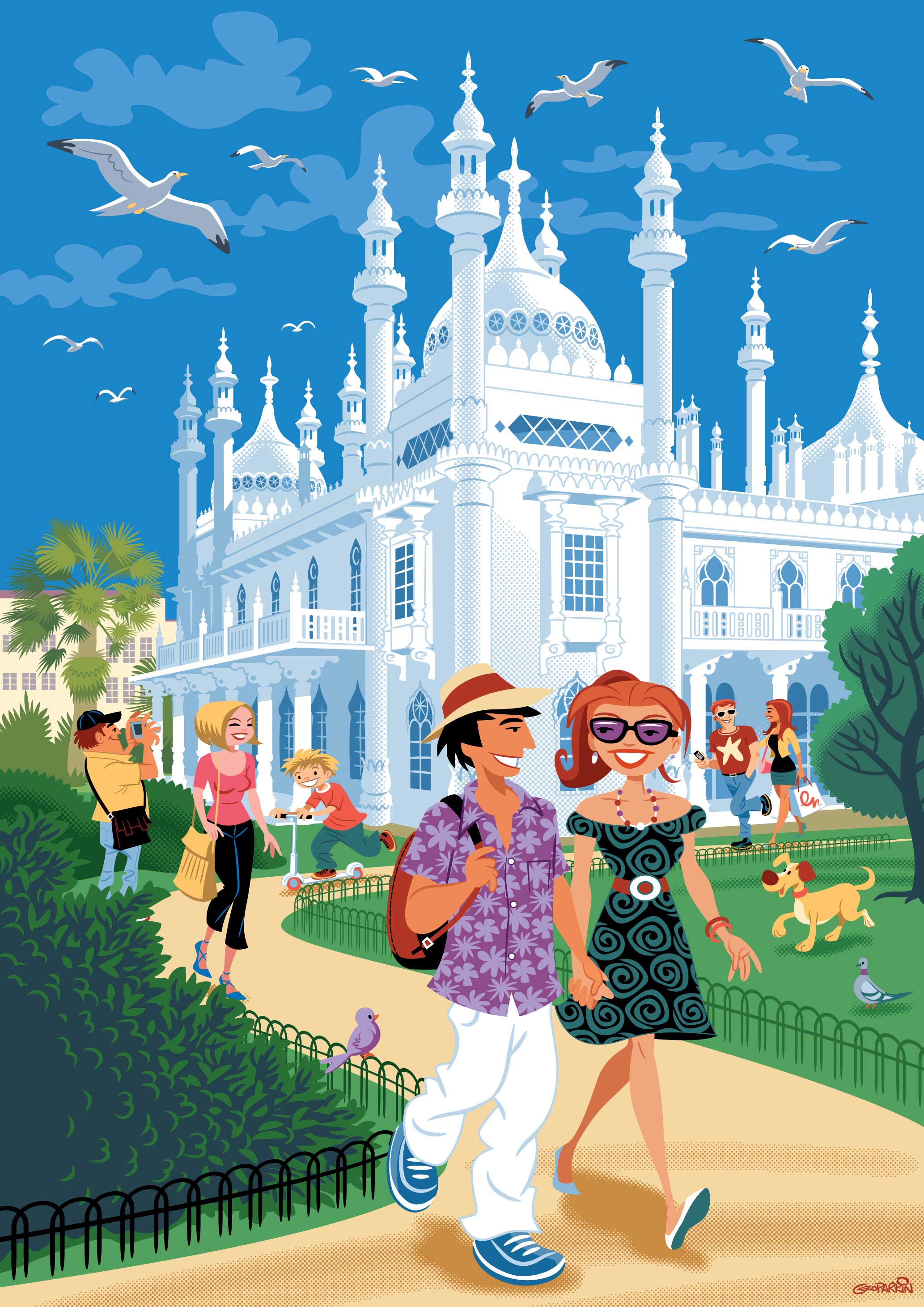illustration-cartoon-people-BrightonPavilion-Geo Parkin