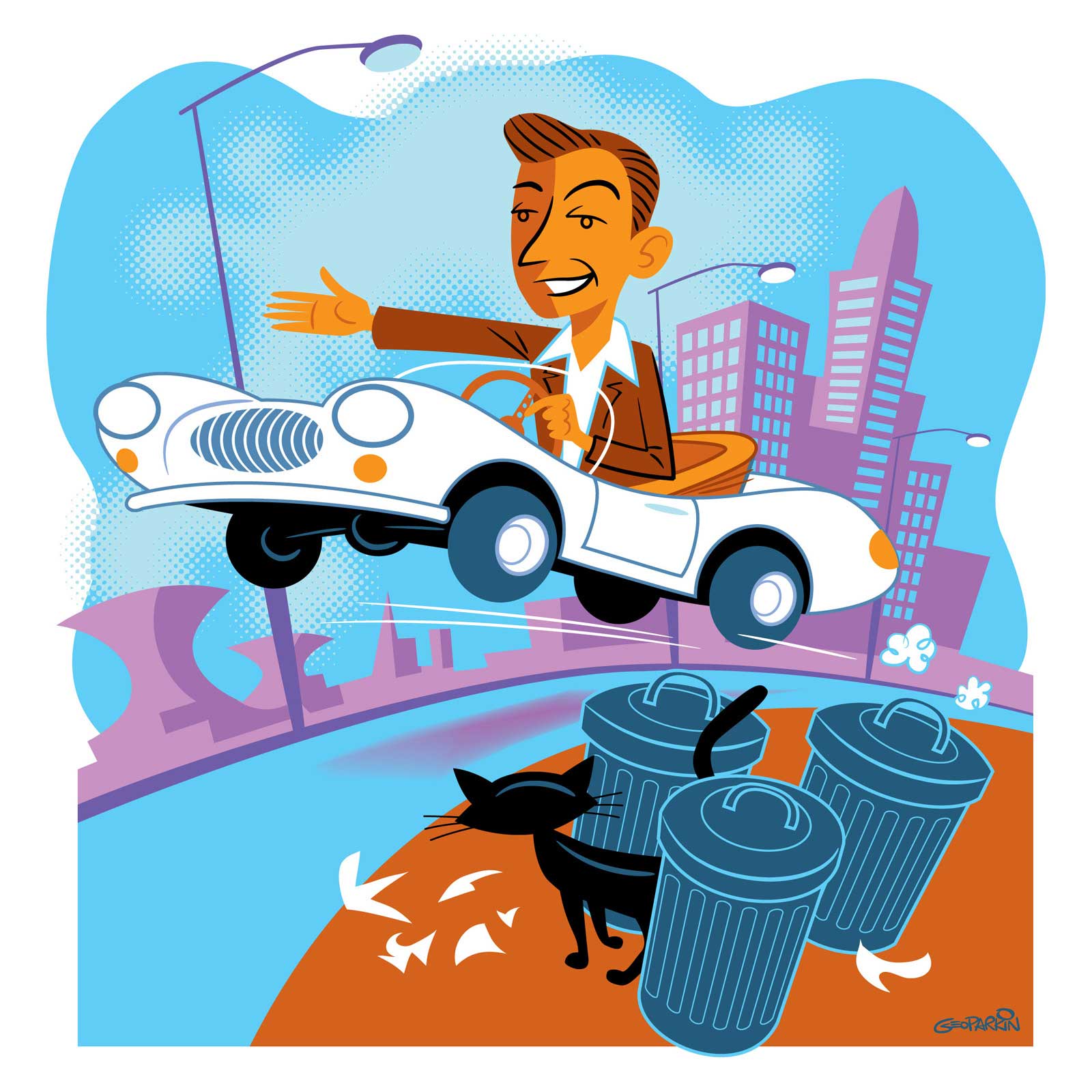 illustration-cartoon-people-Roadster-Geo Parkin
