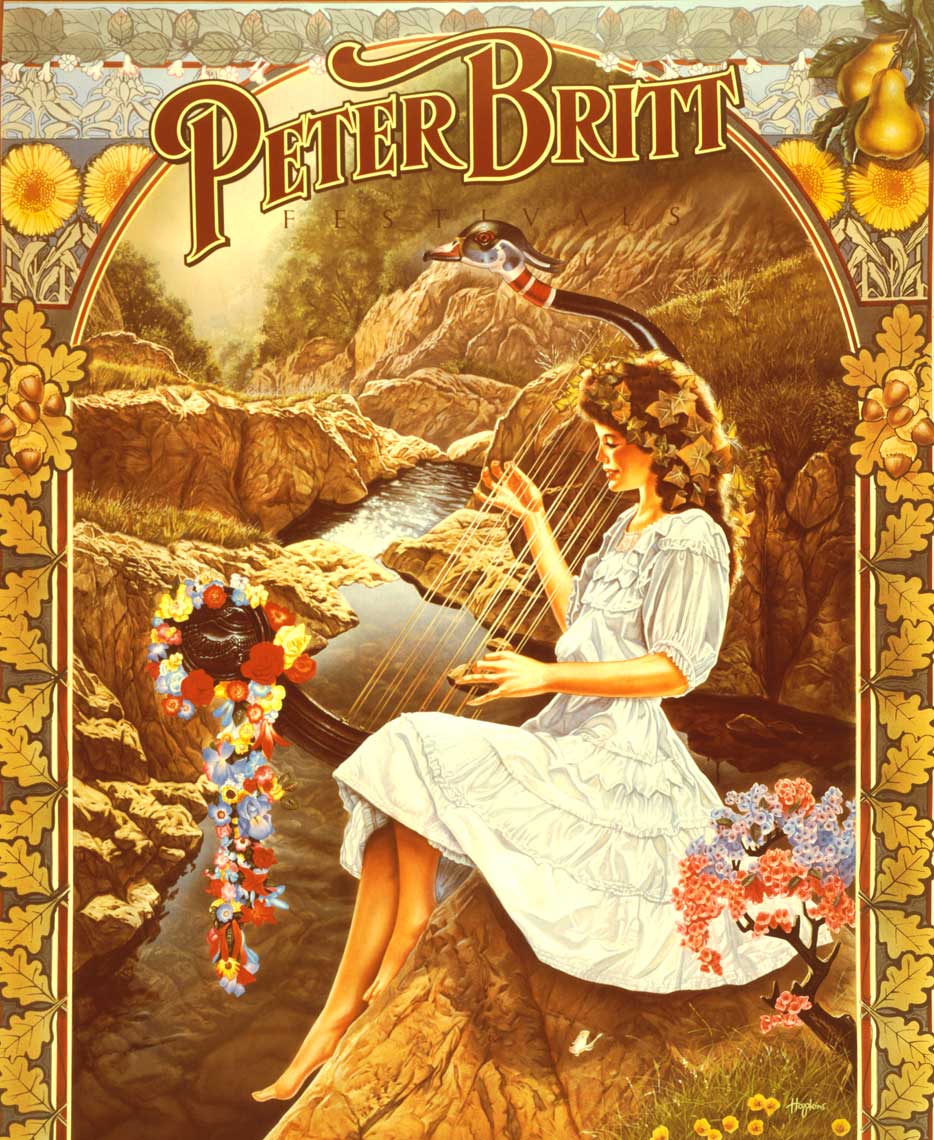 illustration oil painting girl playing lyre for peter britt poster