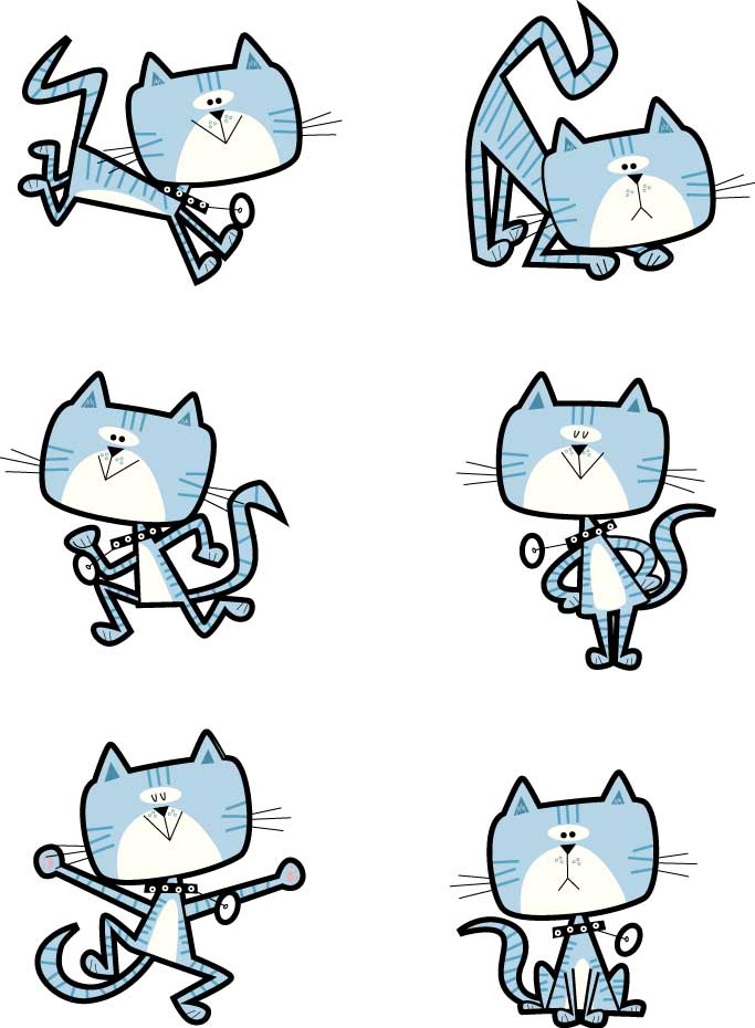 illustration-poses of cute cat playing